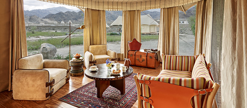 Chamba Camp, located conveniently at the base of Thiksey monastery