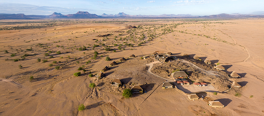 Doro Nawas Desert Lodge Aerial View African Landscape Mountains