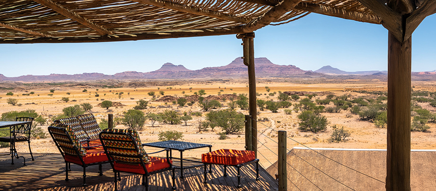 Doro Nawas Desert Lodge Patio with Mountain View