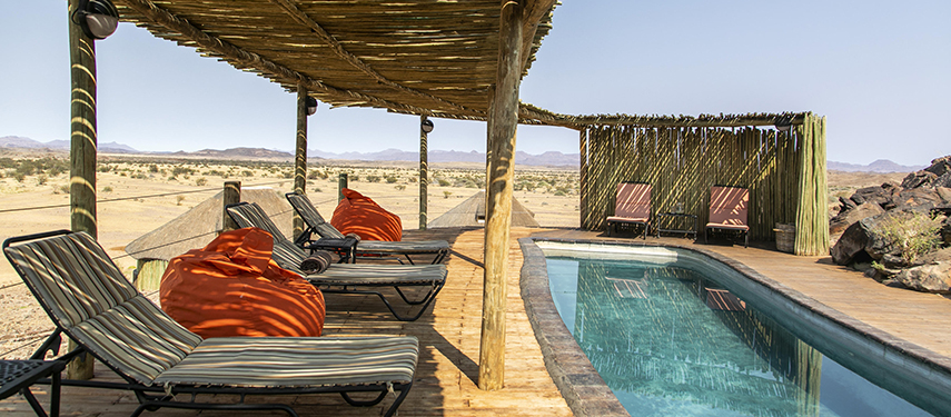 Doro Nawas Desert Oasis Lodge Poolside Loungers Scenic Views