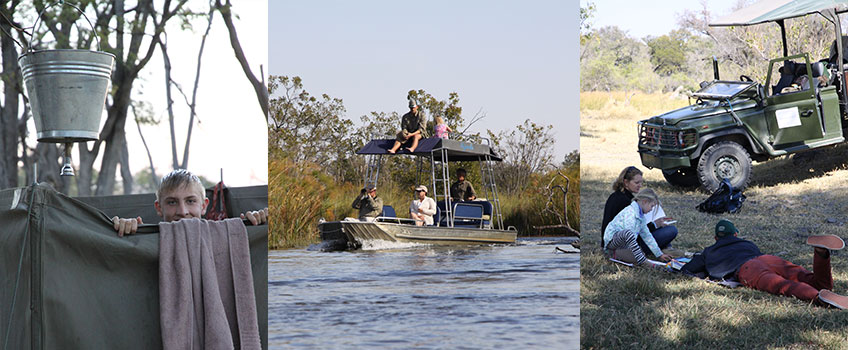 A selection of images from a private mobile camp showing affordable safaris in the Okavango Delta, Botswana