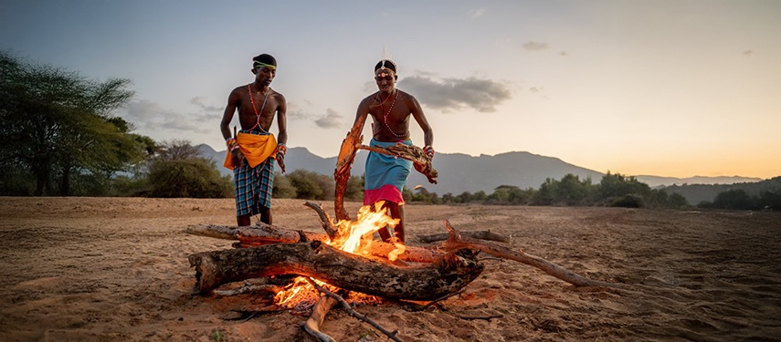 Dusk Campfire Tribal Samburu Sarara Wilderness Camp, Kenya