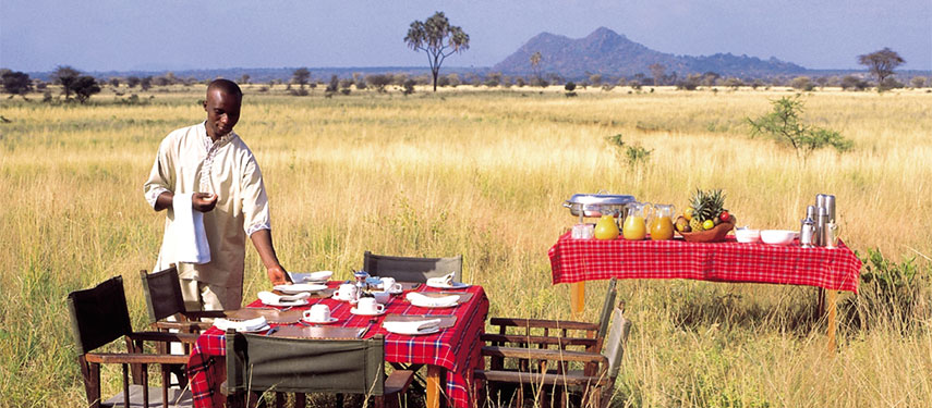 Enjoy a bush breakfast in the Meru National Park while at Elsa's Kopje