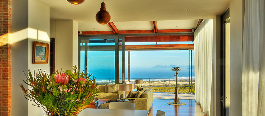 Catch up with friends in the lounge of your villa at Grootbos Villa