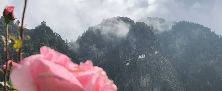 A distant view of Paro Taktsang