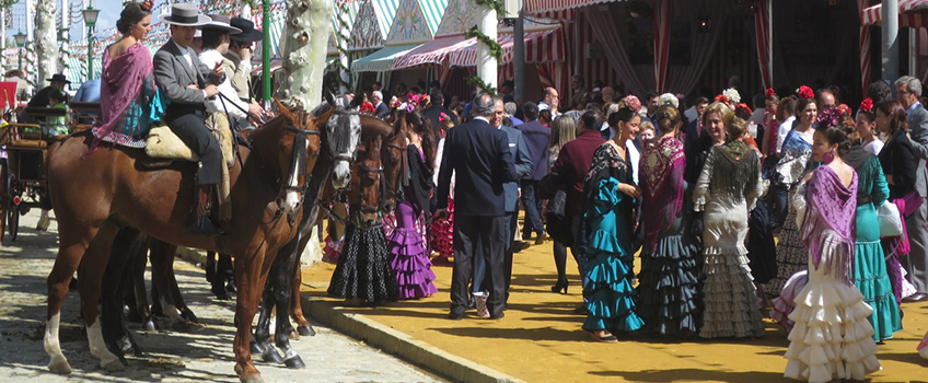 A gathering of people in traditional dress in Spain