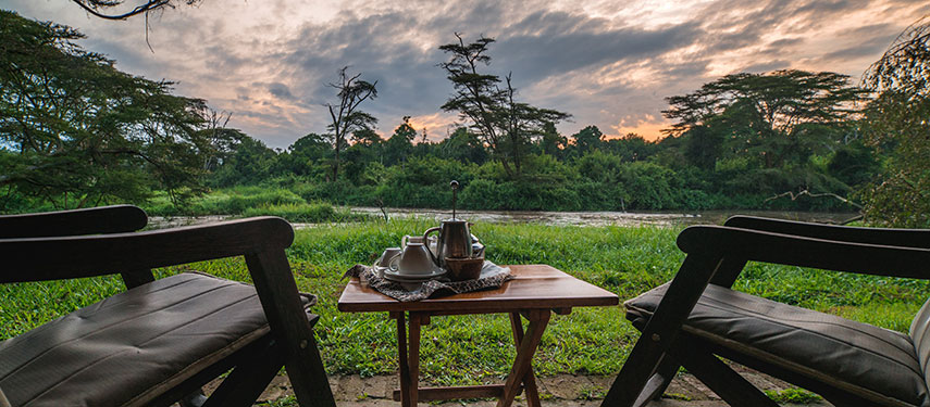 Sit by the Ntungwe river and take in any wildlife within view at Ishasha Tented Camp
