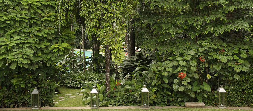 Lush gardens at Ratwatte Walauwa luxury accommodation in Kandy, Sri Lanka