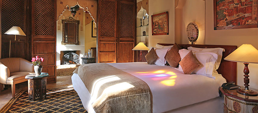 Moroccan styled bedrooms at La Maison Arabe Marrakech