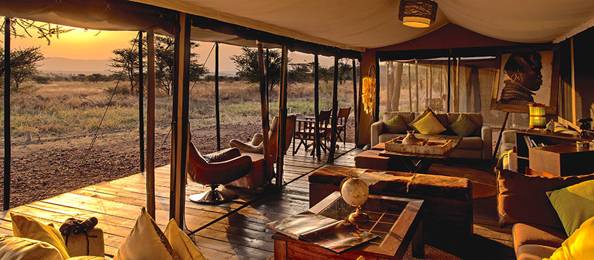 Sunset over the Serengeti at Lemala Ewanjan Tented Camp
