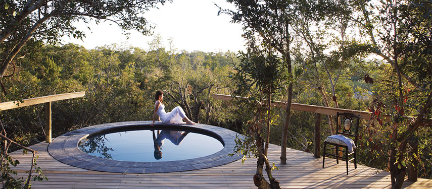 Sit by the spa amongst secluded surroundings at Londolozi Pioneer Camp