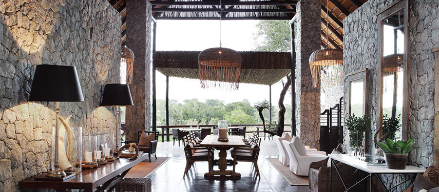 Granite structures and classic African interiors decorate Londolozi's Private Granite Suites