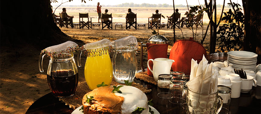 Morning picnic on safari in Zambia