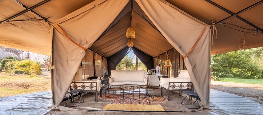 Luxury safari camping Tent Interior Samburu Kenya Sarara Wilderness Camp