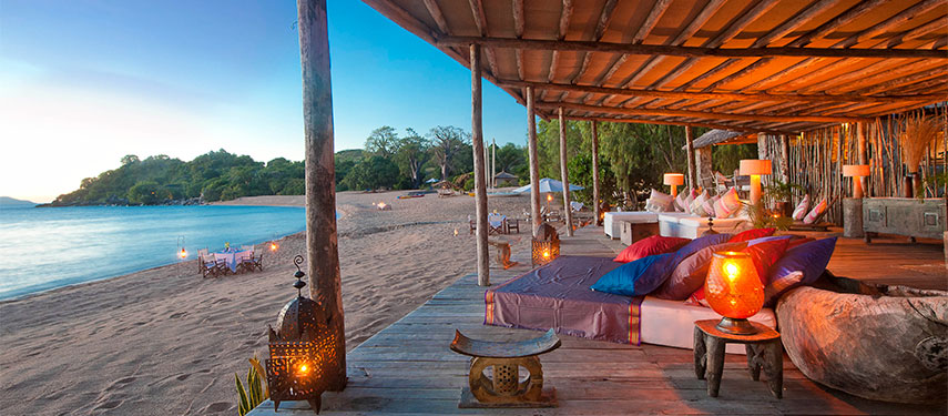 Malawi Kaya Mawa Lodge And Beach At Dusk