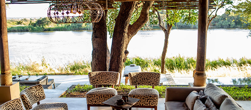 At Matetsi River Lodge contemporary interiors combine effortlessly with the beautiful river scenery