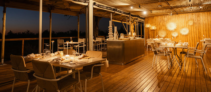 Dining area at Mokete safari camp in Botswana