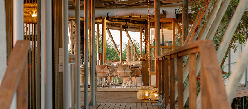 Dining area at Mokete safari camp in Botswana