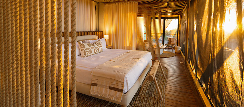 Private tented double suite at Mokete safari camp in Botswana