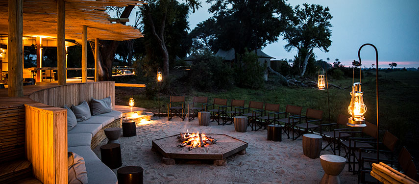 Boma campfire at Mombo Camp in the Okavango Delta