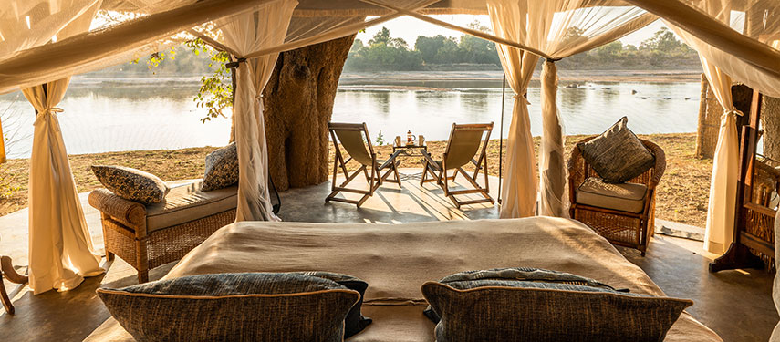 A luxurious tented camp set up with views to match at Mchenja