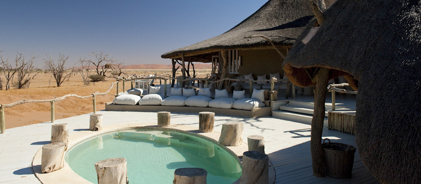 Little Kulala Camp with swimming pool in Sossusvlei, Namibia