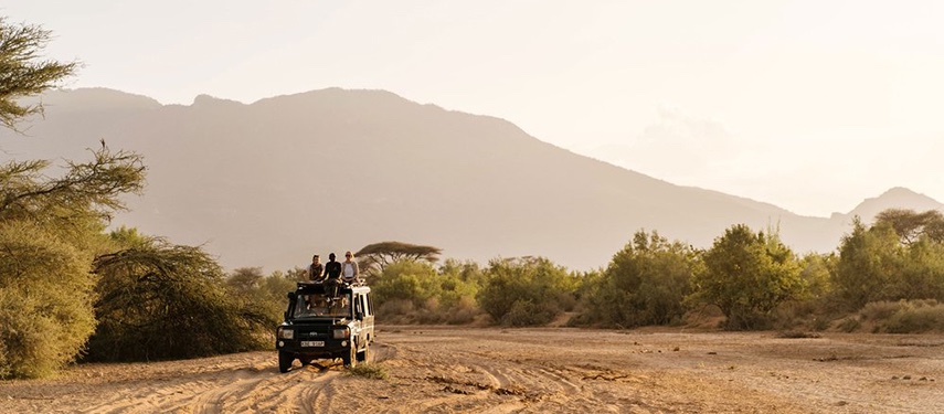 Game drive Vehicle Samburu Kenya Sarara Wilderness Camp