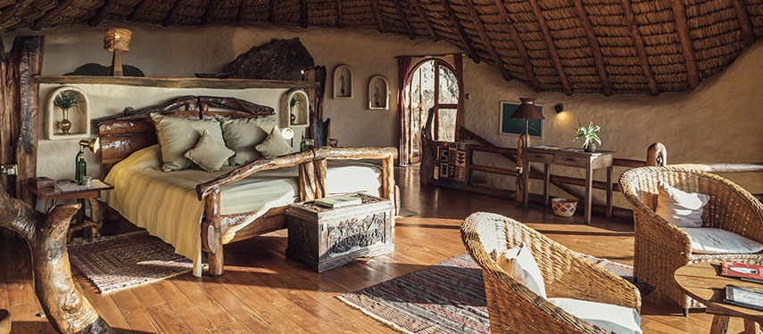 Wooden interiors at Ol Malo in Northern Kenya