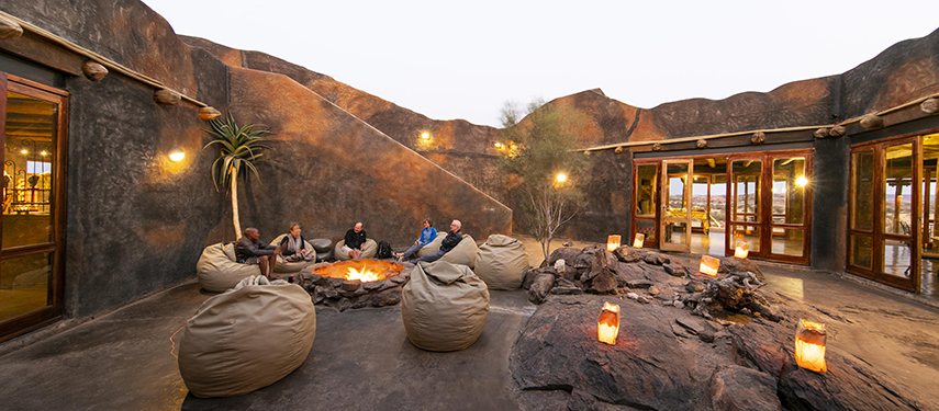 Outdoor Lounge Evening Campfire Gathering at Doro Nawas, Damaraland, Namibia