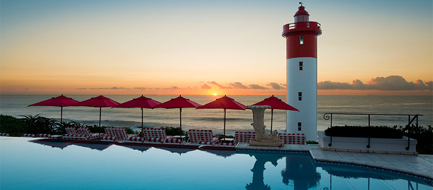 Stunning panoramic ocean views from the pool at The Oyster Box Hotel