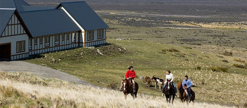 Horse riding near the lodge at Eolo