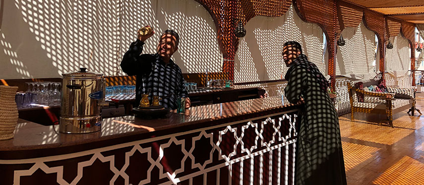 Staff aboard Queeny Of The Nile luxury dahabeya boat in Egypt.