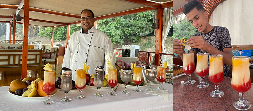 Food and beverages aboard a traditional dahabeya cruise