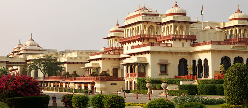 Opulence mingled with history awaits at the Rambagh Palace in Jaipur