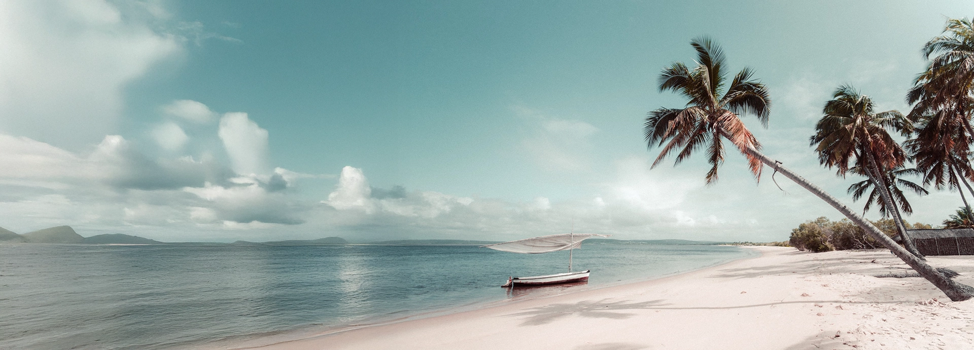 Meru-style safari tent at Kweene Trails Camp on the banks of the southwest Okavango Delta, Botswana