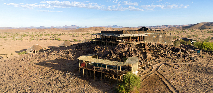 Remote Desert Lodge in Namibia Overlooking Rocky Terrain