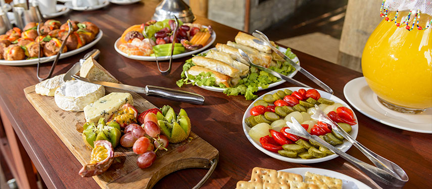 A delicious lunch spread at Rhino Post Safari Lodge in Kruger National Park