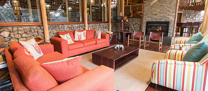 Relaxing lounge area at a safari lodge in Kruger National Park