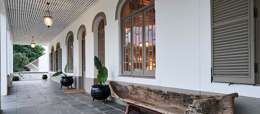 Colonial architecture makes the base for Roca Sundy on Principe Island