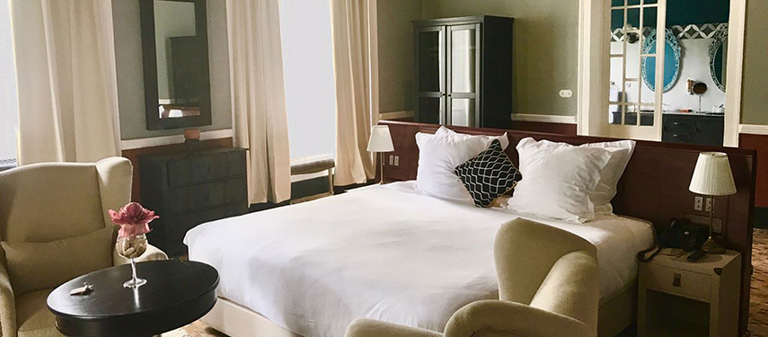 Luxurious bedroom at Sundy Praia on Principe Island