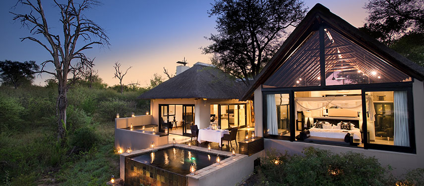 Exterior of the luxurious Lion Sands Ivory Lodge