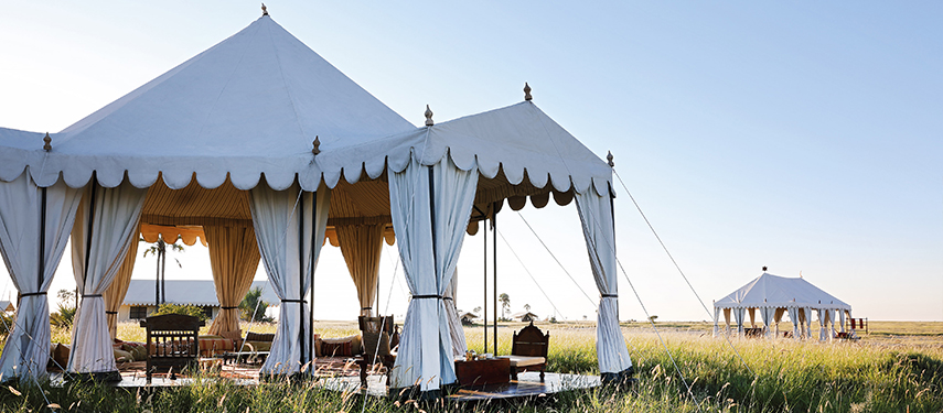 Ottoman style tents in the Kalahari at San Camp