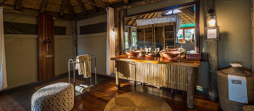 En suite bathroom at Savuti Camp, Botswana