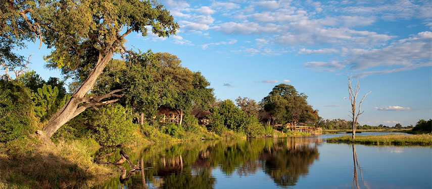 Overlook the Savuti channel from your tent at Savuti Camp