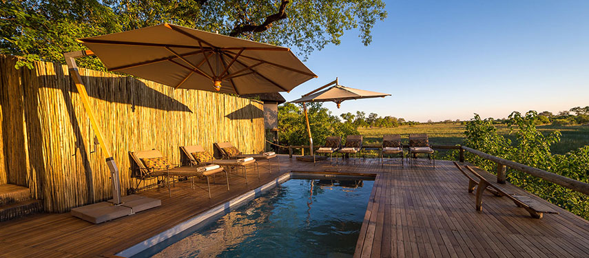 Luxurious swimming pool at Savuti Camp, Botswana