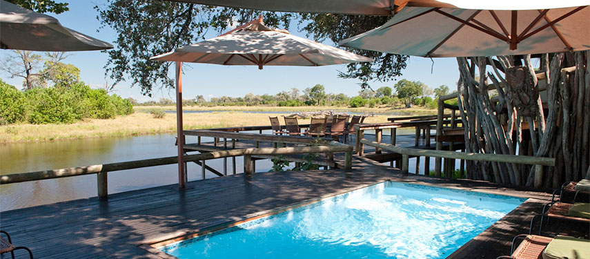 Overlook the Savuti channel while having a dip in the pool at Savuti Camp