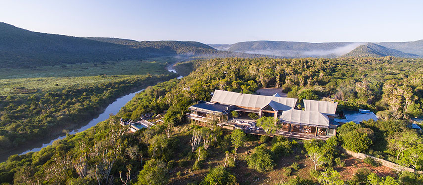 Aerial views of Settler's Drift and the surrounding Kariega Wilderness