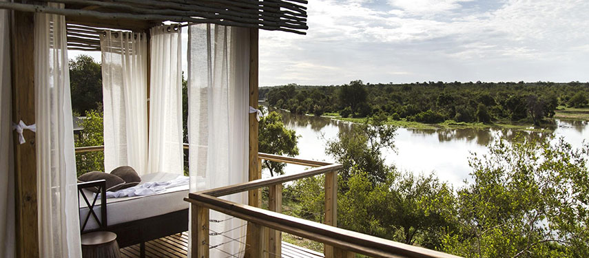 Deck views over the Nhlaralumi River at Simbavati Hilltop Lodge