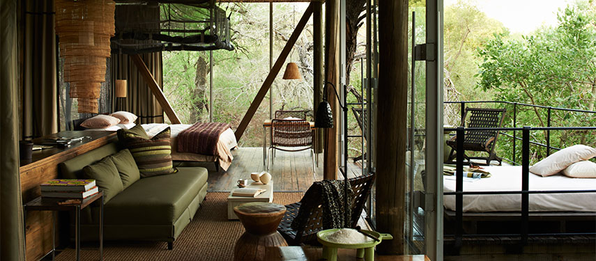 Feel a world-away in your tranquil bush retreat bedroom at Singita Sweni