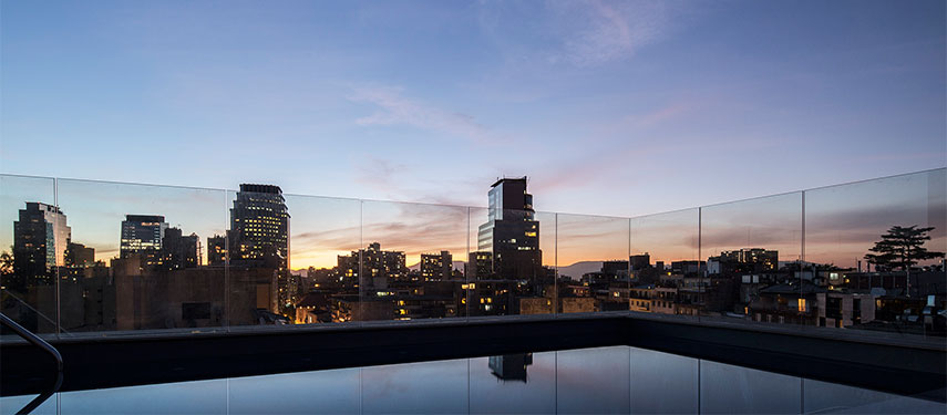 With a sensational view of the San Cristobal Hill this is the Rooftop Bar at The Singular Santiago.